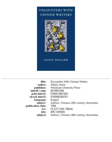 Encounters with Chinese Writers