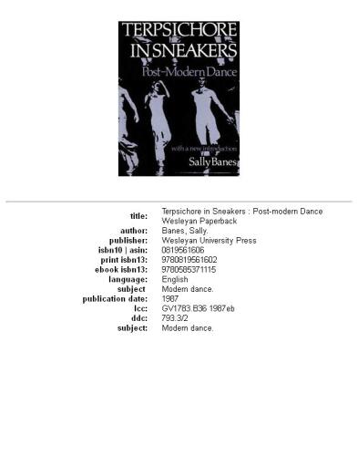 Terpsichore in sneakers: post-modern dance