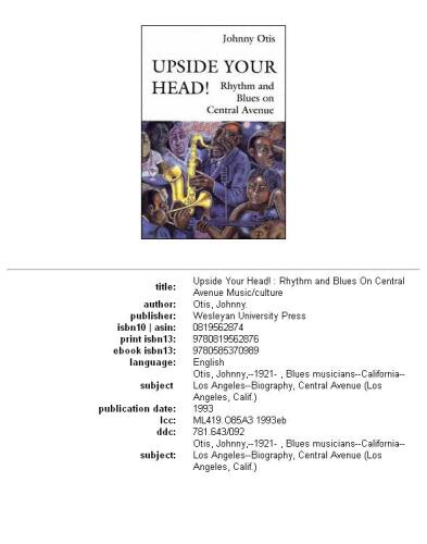 Upside your head!: rhythm and blues on Central Avenue