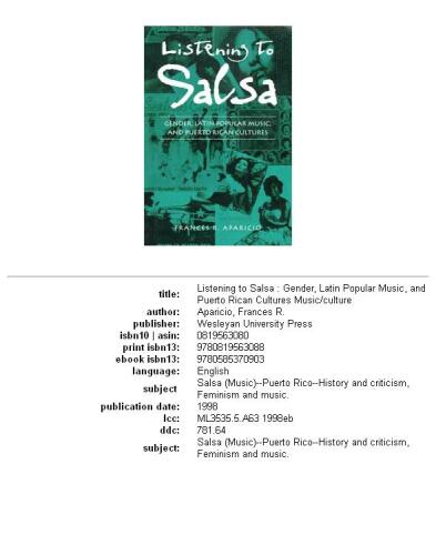 Listening to salsa: gender, Latin popular music, and Puerto Rican cultures
