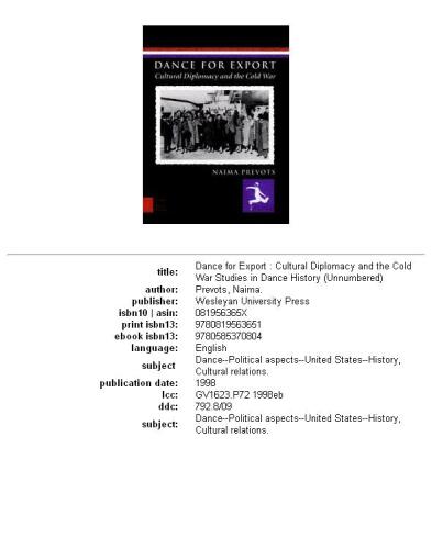 Dance for export: cultural diplomacy and the Cold War