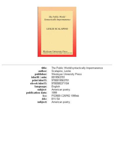 The public world syntactically impermanence