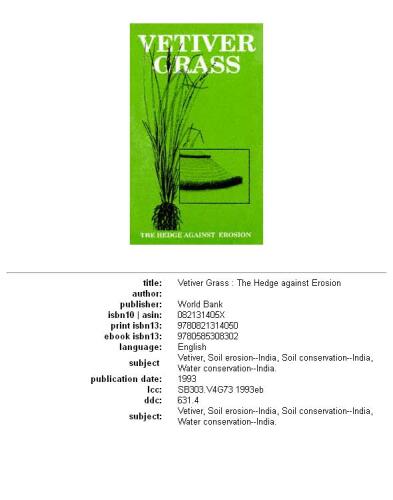 Vetiver grass: the hedge against erosion, Volume 64