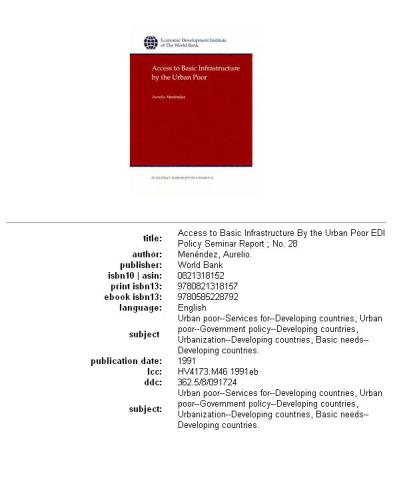 Access to basic infrastructure by the urban poor, Page 75