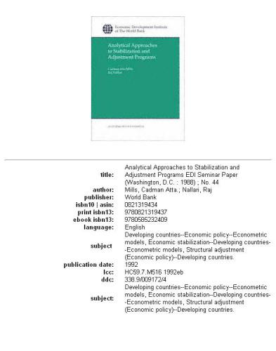 Analytical approaches to stabilization and adjustment programs