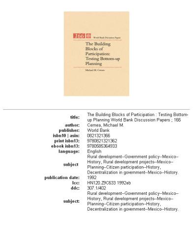 The building blocks of participation: testing bottom-up planning, Parts 63-166