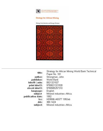 Strategy for African mining, Volumes 23-181