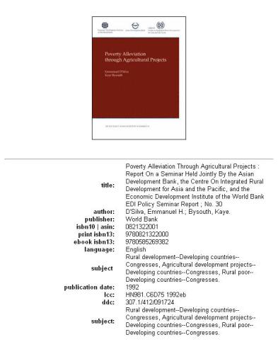 Poverty alleviation through agricultural projects: report on a seminar held jointly by the Asian Development Bank, the Centre on Integrated Rural Development for Asia and the Pacific, and the Economic Development Institute of the World Bank, Page 75