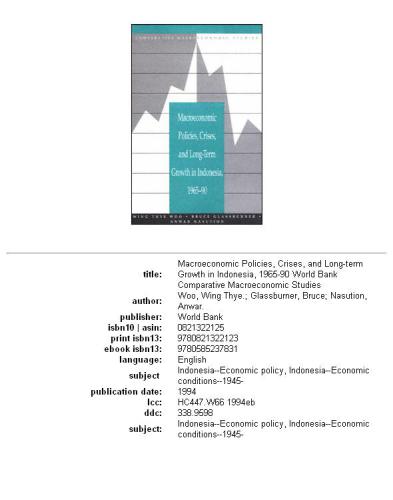 Macroeconomic policies, crises, and long-term growth in Indonesia, 1965-90
