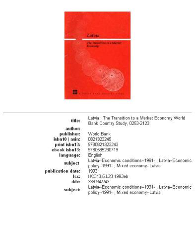 Latvia: the transition to a market economy