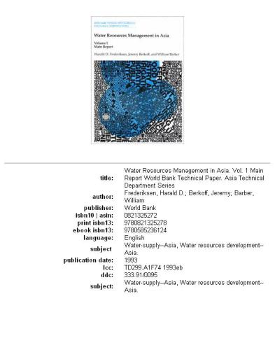 Water Resources Management in Asia: Main report