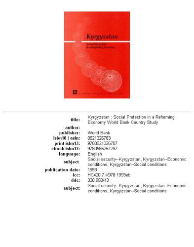Kyrgyzstan: social protection in a reforming economy