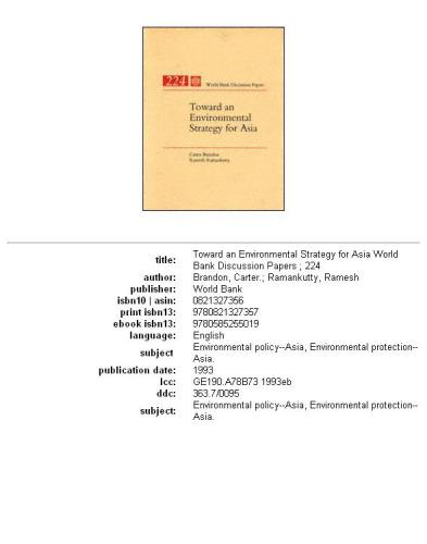 Toward an environmental strategy for Asia