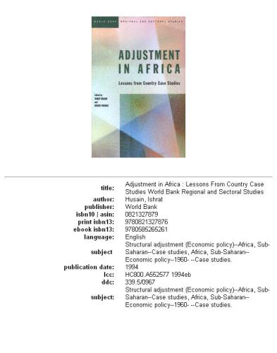 Adjustment in Africa: lessons from country case studies
