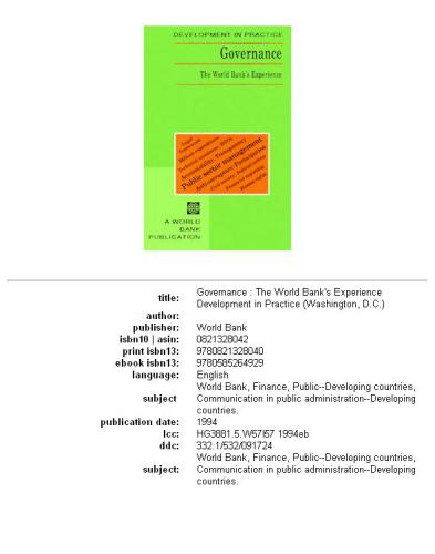 Governance: the World Bank's experience