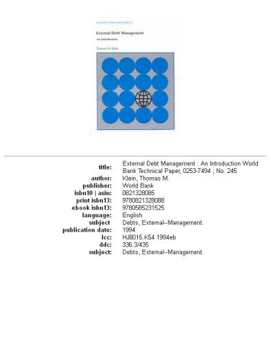 External debt management: an introduction, Volumes 23-245