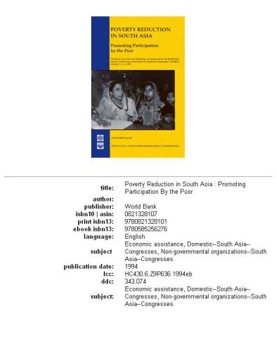 Poverty reduction in South Asia: promoting participation by the poor, Page 86