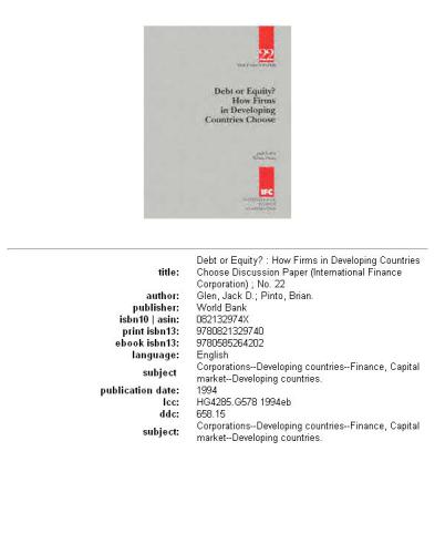 Debt or equity?: how firms in developing countries choose