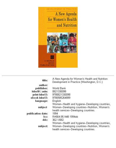 A new agenda for women's health and nutrition