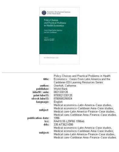 Policy choices and practical problems in health economics: cases from Latin America and the Caribbean