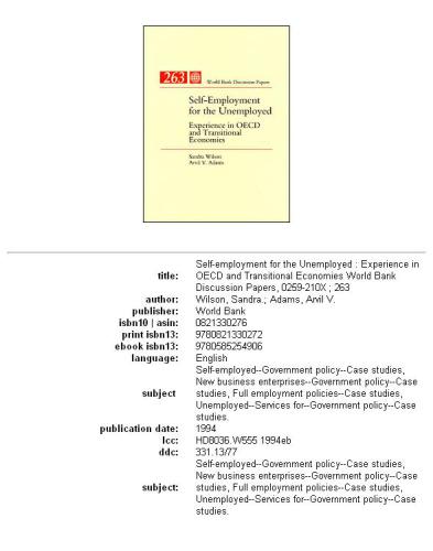 Self-employment for the unemployed: experience in OECD and transitional economies