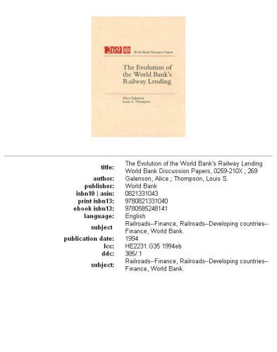 The evolution of the World Bank's railway lending