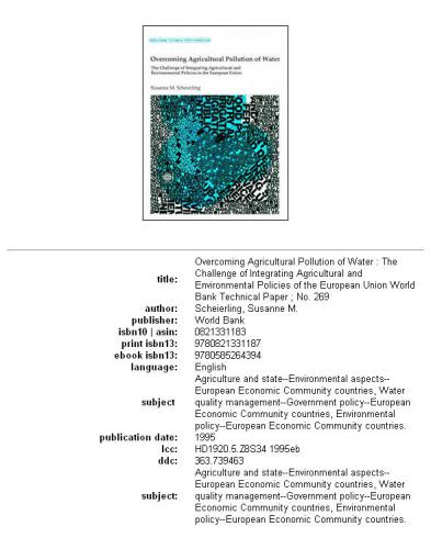 Overcoming agricultural pollution of water: the challenge of integrating agricultural and environmental policies of the European Union, Volumes 23-269