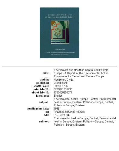 Environment and health in central and eastern Europe: a report for the Environmental Action Programme for Central and Eastern Europe, Volume 34