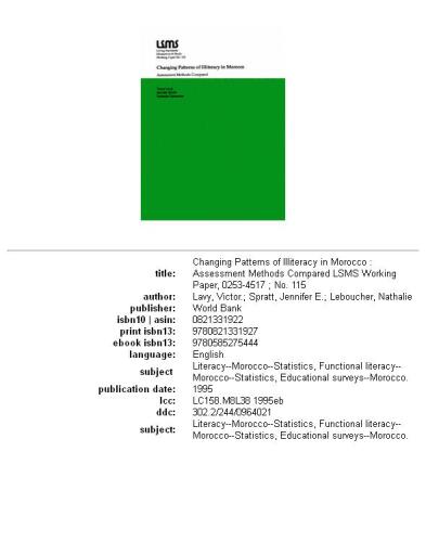 Changing patterns of illiteracy in Morocco: assessment methods compared
