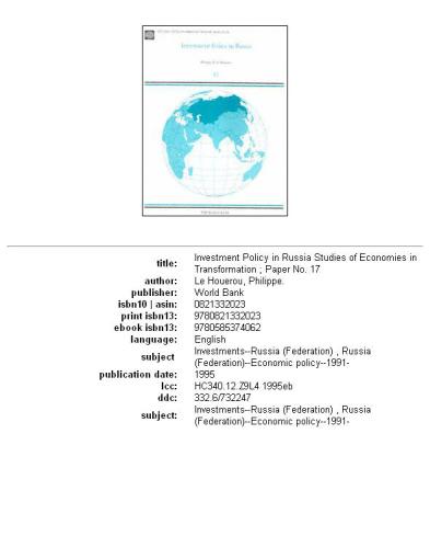 Investment policy in Russia