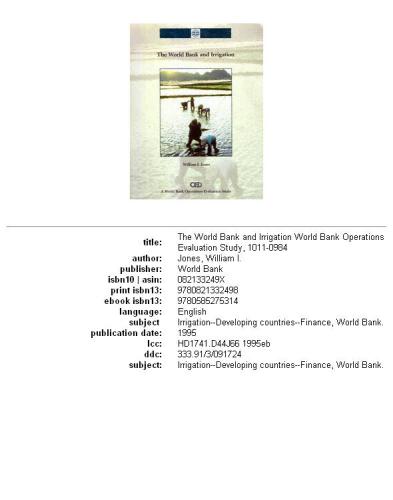 The World Bank and irrigation