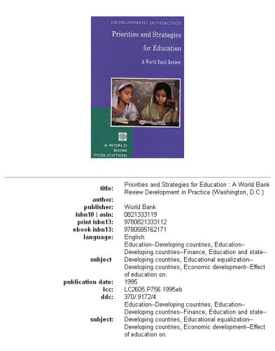 Priorities and strategies for education: a World Bank review