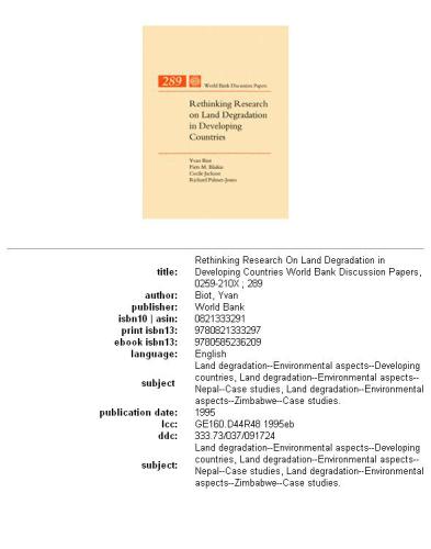 Rethinking research on land degradation in developing countries, Parts 63-289