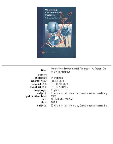 Monitoring environmental progress: a report on work in progress