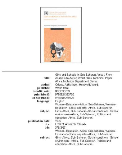 Girls and schools in Sub-Saharan Africa: from analysis to action, Volumes 23-298