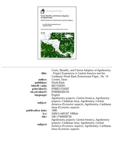 Costs, benefits, and farmer adoption of agroforestry: project experience in Central America and the Caribbean