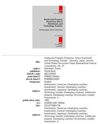 Intellectual property protection, direct investment, and technology transfer: Germany, Japan, and the United States