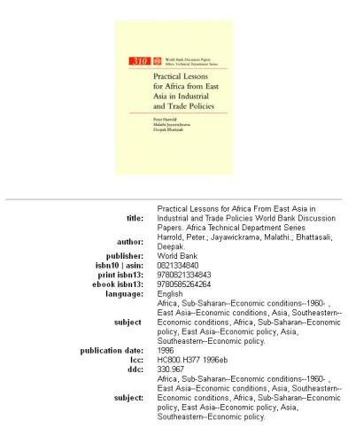 Practical lessons for Africa from East Asia in industrial and trade policies, Parts 63-310