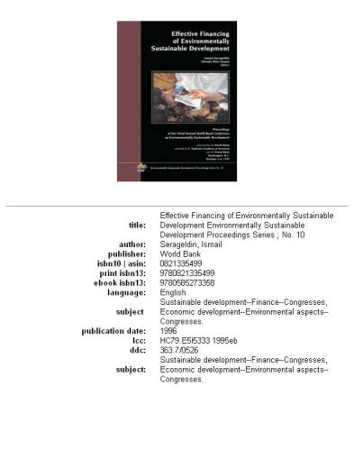 Effective financing of environmentally sustainable development