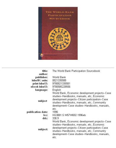 The World Bank participation sourcebook