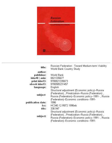 Russian Federation: toward medium-term viability