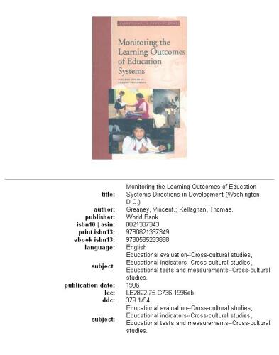 Monitoring the learning outcomes of education systems