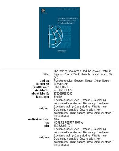 The role of government and the private sector in fighting poverty, Volumes 23-346