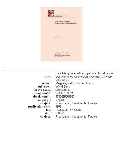 Facilitating foreign participation in privatization