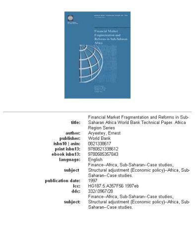 Financial market fragmentation and reforms in Sub-Saharan Africa, Volumes 23-356