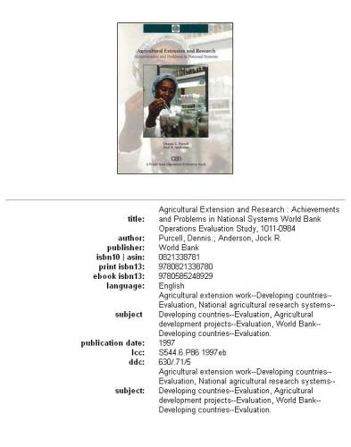 Agricultural extension and research: achievements and problems in national systems