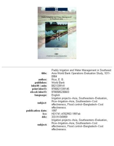 Paddy irrigation and water management in Southeast Asia