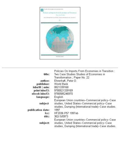 Policies on imports from economies in transition: two case studies