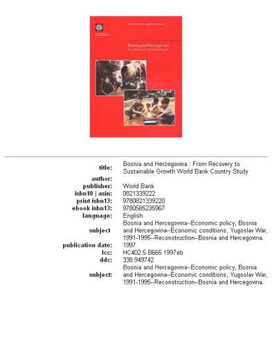 Bosnia and Herzegovina: from recovery to sustainable growth