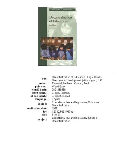 Decentralization of education: legal issues